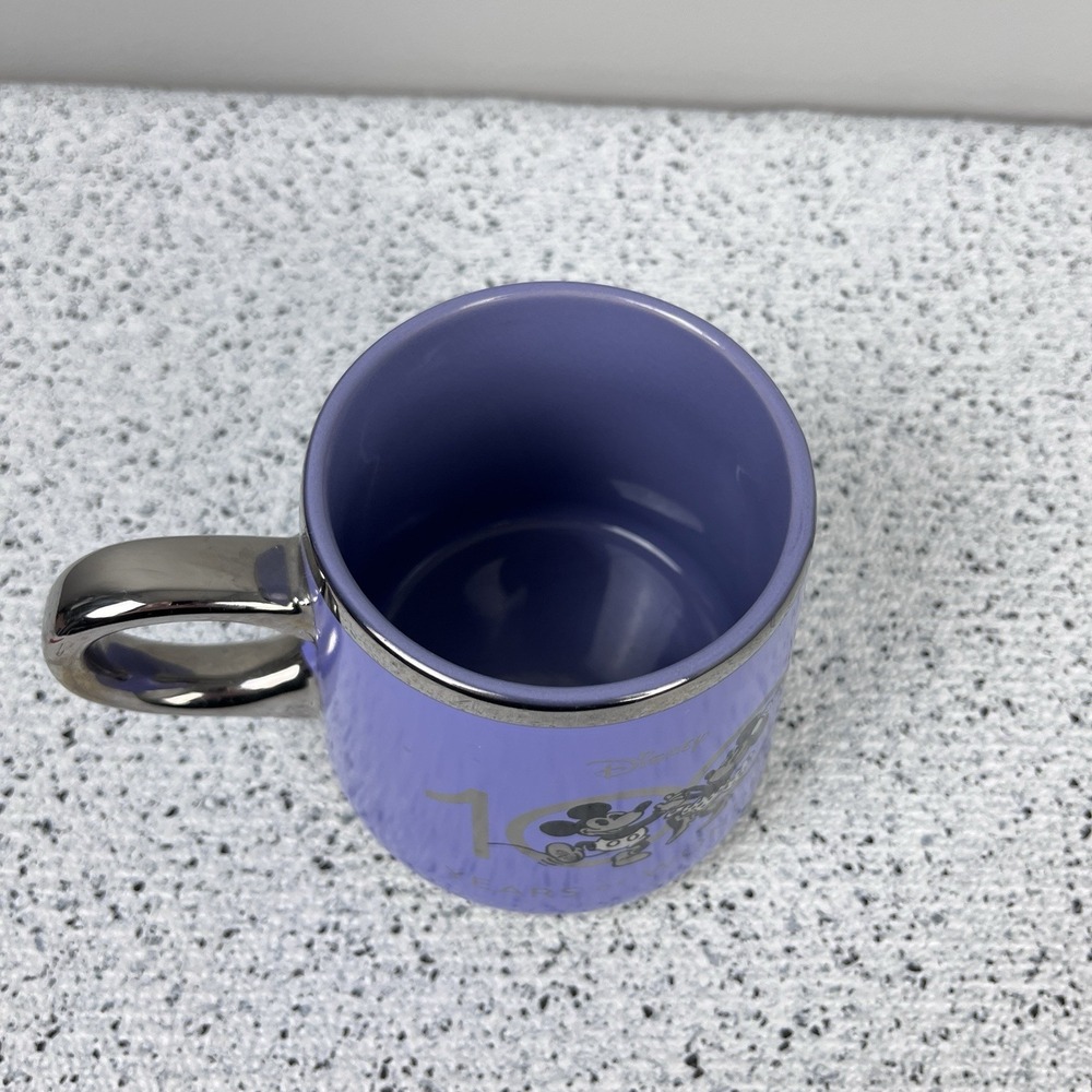 Disney Coffee Mug 100 Years of Wonder Lavender Purple Chrome Mickey‎ Minnie - Picture 5 of 6